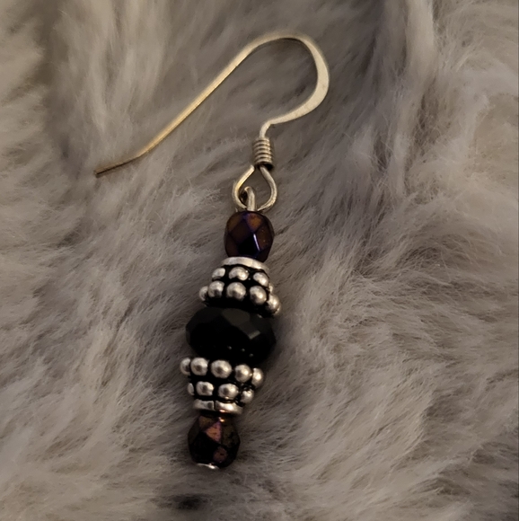 Black and Iridescent Chez Crystal Earrings - Picture 4 of 4